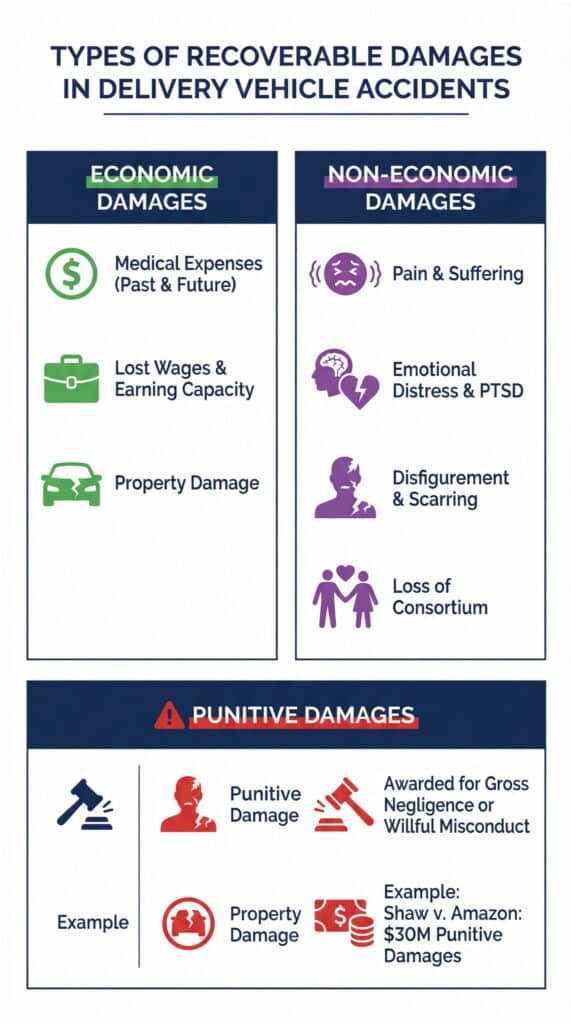 accidente de entrega daños recuperables económico punitivo no económico