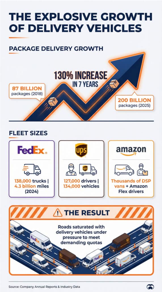 crecimiento de la industria de la entrega amazon fedex ups estadísticas del tamaño de la flota